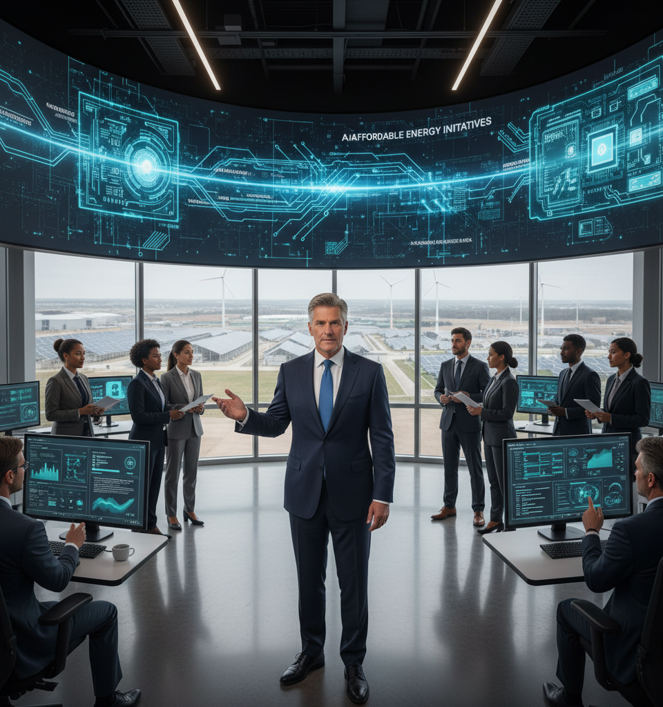 NRG Energy's New CEO Robert Gaudette Charts Course for AI Power & Affordability — AI-generated illustration