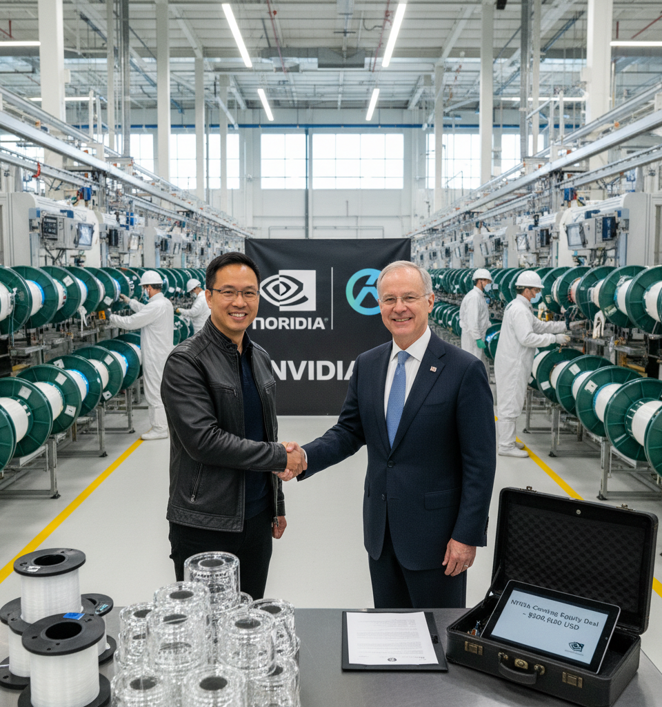 NVIDIA Seals $500M Equity Deal with Corning to Boost US Optical Fiber Production — AI-generated illustration