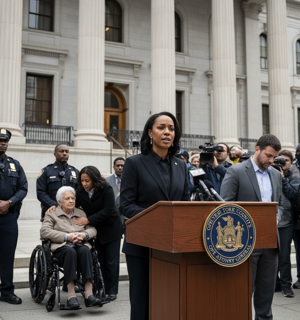 NY AG Charges Suspect in Alleged Deed Theft Targeting 92-Year-Old Woman — AI-generated illustration