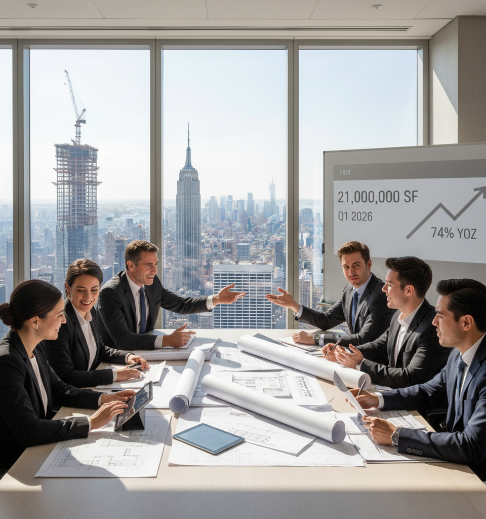 NYC Developers File Plans for 21M SF of New Construction in Q1 2026, Up 74% YoY — AI-generated illustration