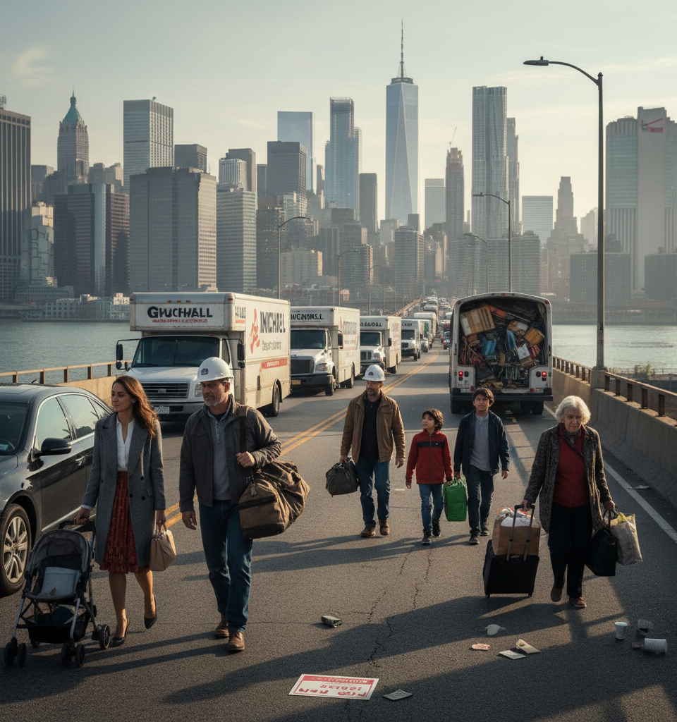 NYC Faces Renewed Population Decline: An Exodus Across All Income Strata — AI-generated illustration