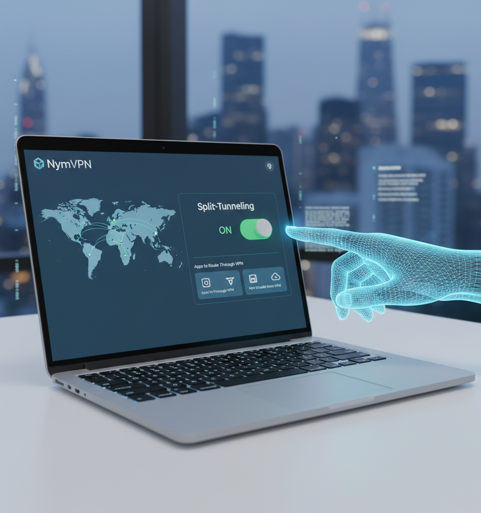 NymVPN Adds Split-Tunneling Feature for Windows Customers — AI-generated illustration