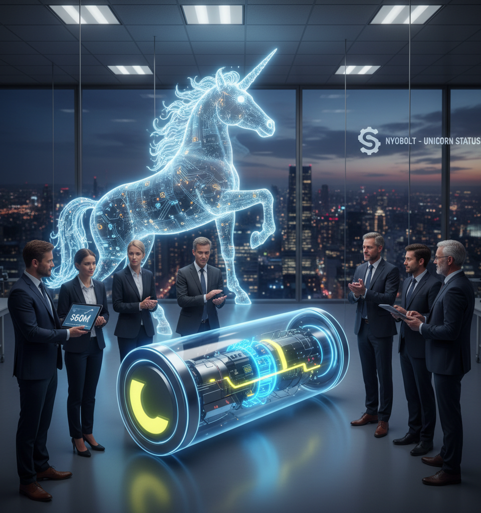 Nyobolt Achieves Unicorn Status with $60M Funding Led by Symbotic for Rapid-Charge Battery Technology — AI-generated illustration