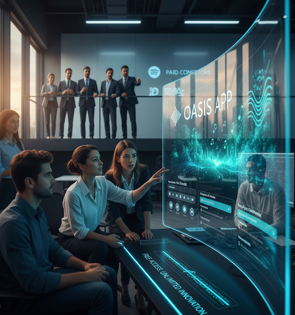Oasis App Elevates Free Soundscape Experience with Advanced Features, Challenging Paid Competitors — AI-generated illustration