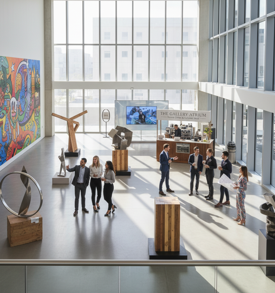 Office Landlords Transform Spaces into Art Galleries in Bid to Lure Tenants — AI-generated illustration