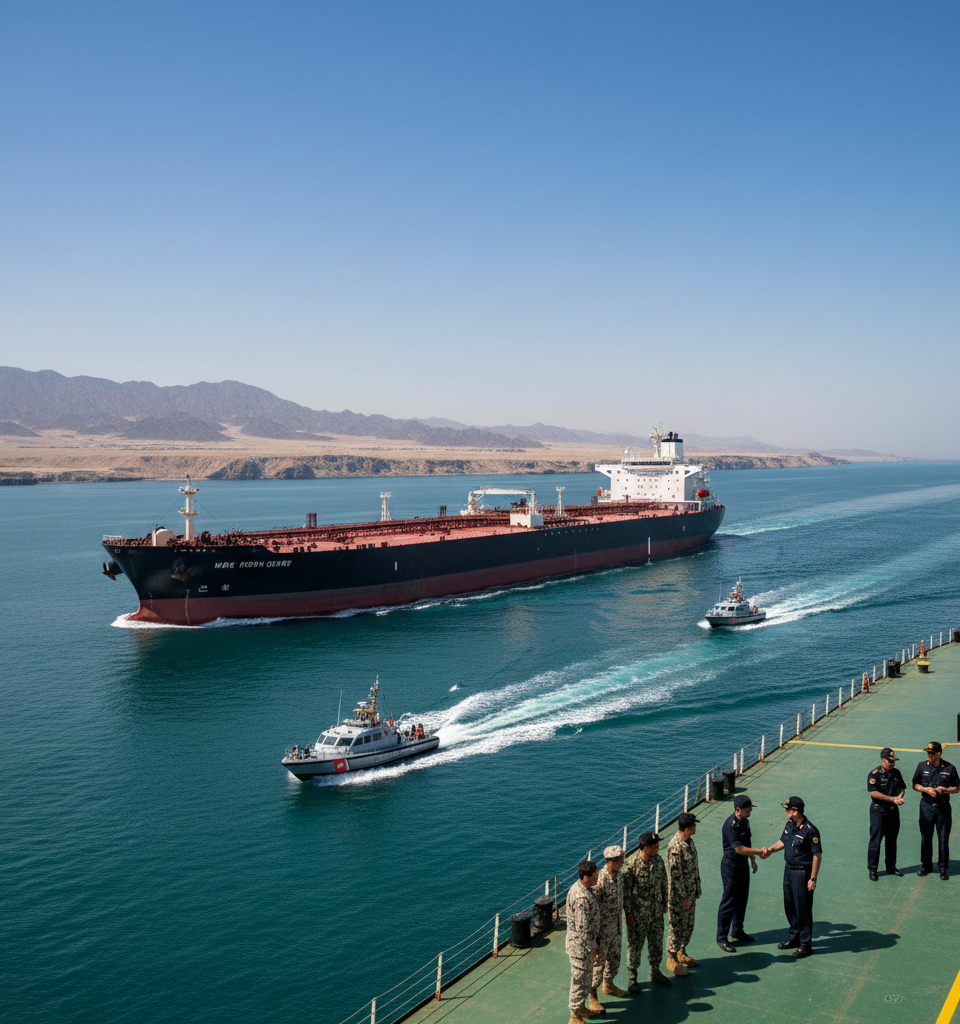 Oil Prices Dip as Iran and US De-Escalate Strait of Hormuz Tensions — AI-generated illustration