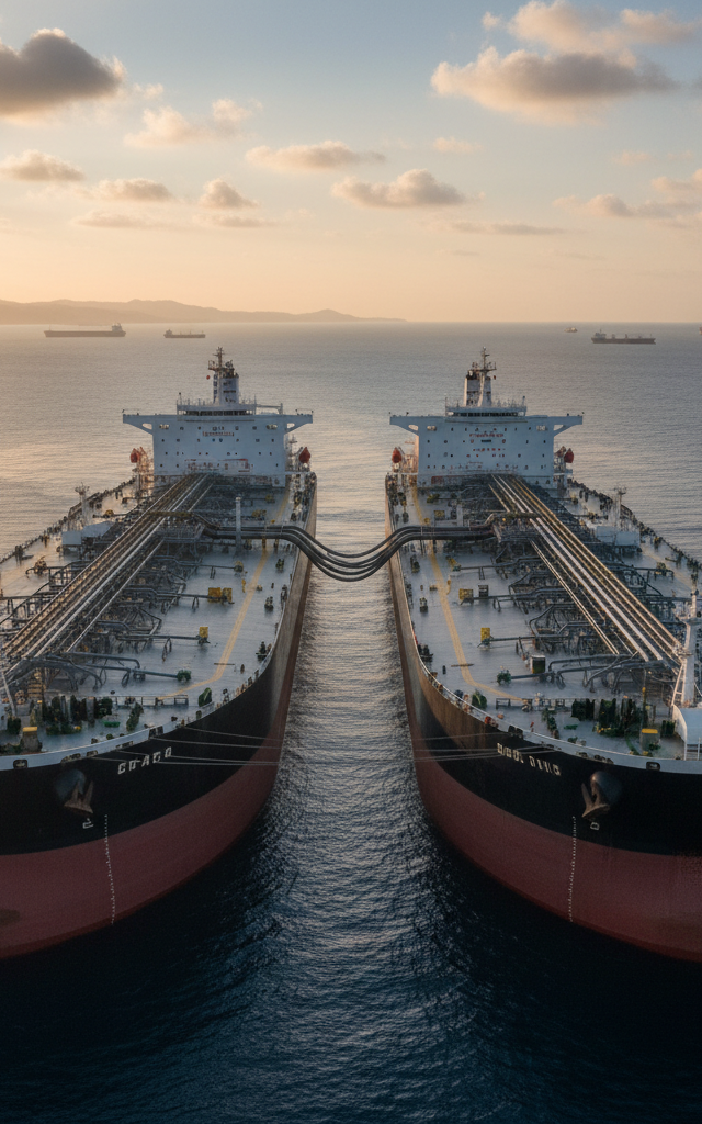 Oil Prices Dip as Saudi Ship-to-Ship Transfers Mitigate Pipeline Disruption Concerns — AI-generated illustration