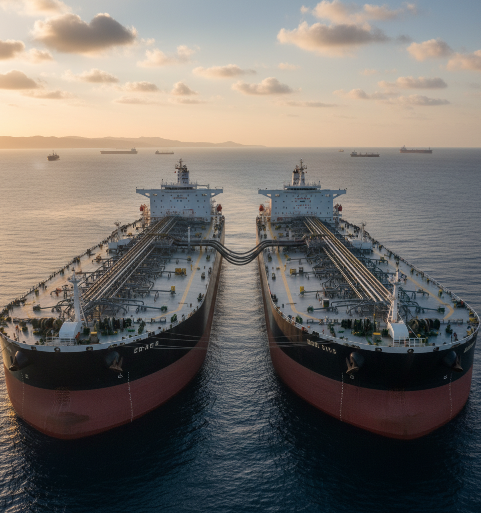Oil Prices Dip as Saudi Ship-to-Ship Transfers Mitigate Pipeline Disruption Concerns — AI-generated illustration