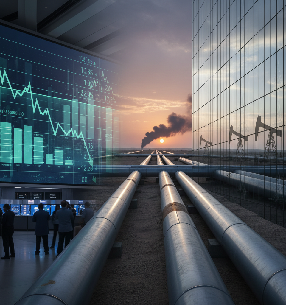 Oil Prices Dip as U.S. Inventories Rise, Saudi Pipeline Concerns Linger — AI-generated illustration