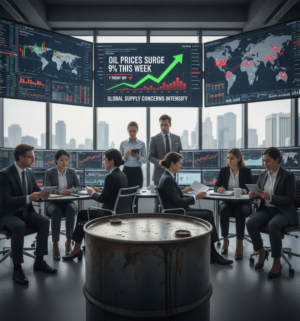 Oil Prices Surge 9% This Week Despite Friday Dip: Global Supply Concerns Intensify — AI-generated illustration
