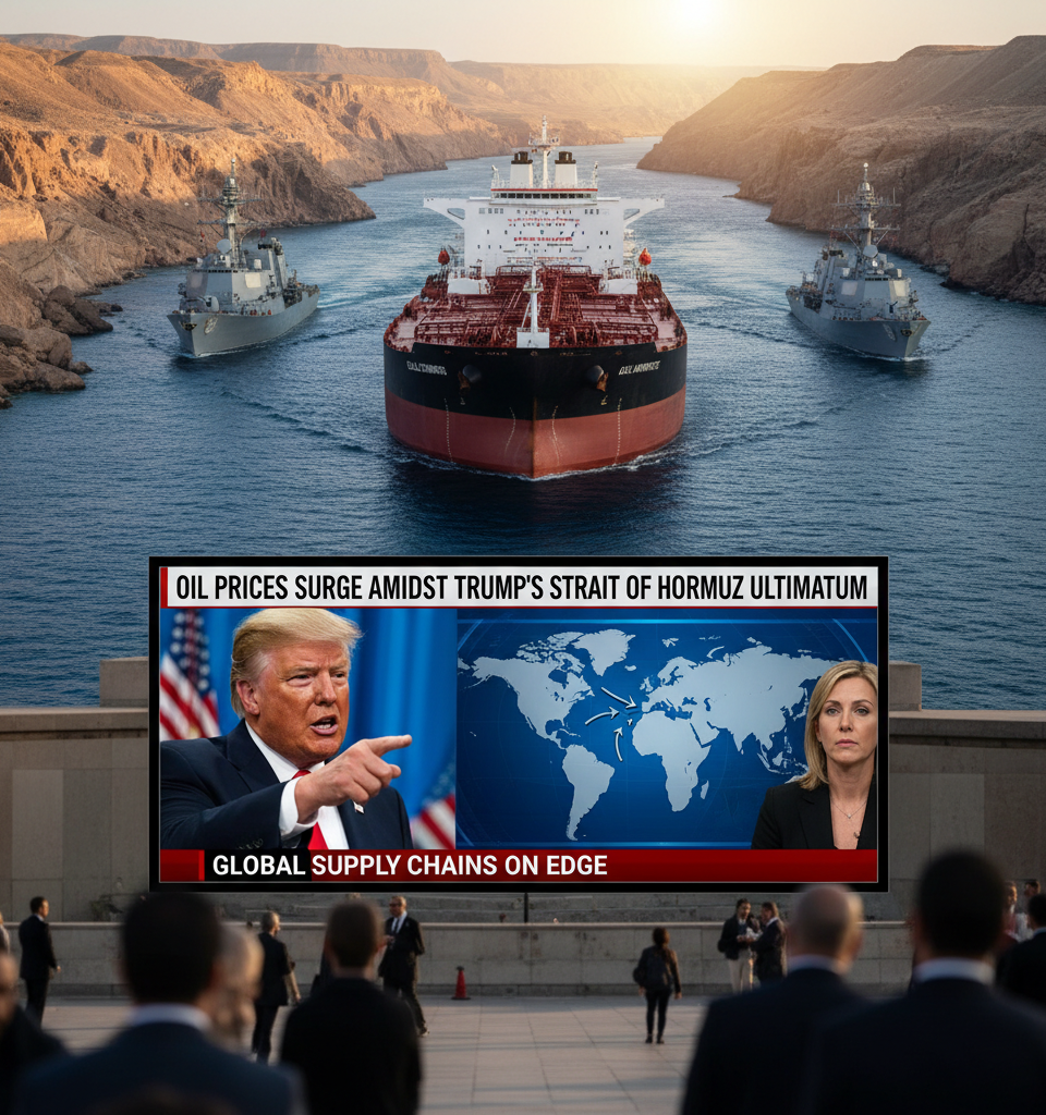 Oil Prices Surge Amidst Trump's Strait of Hormuz Ultimatum: Global Supply Chains on Edge — AI-generated illustration