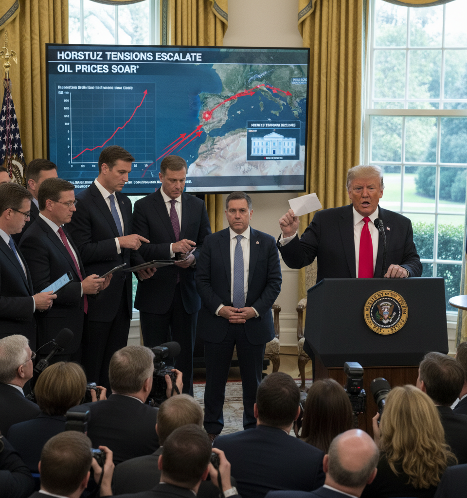 Oil Prices Surge as Trump Escalates Hormuz Tensions with New Ultimatum — AI-generated illustration