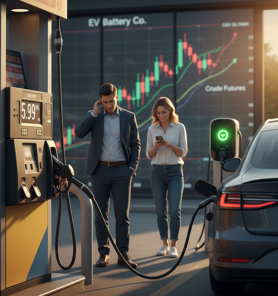 Oil's Ascent: Unpacking the Complex Relationship with EV Battery Stock Performance — AI-generated illustration