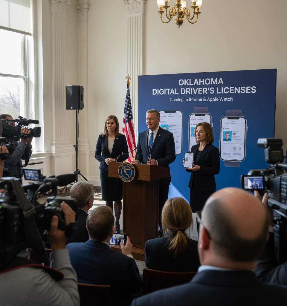Oklahoma to Adopt Digital Driver's Licenses for iPhone and Apple Watch — AI-generated illustration