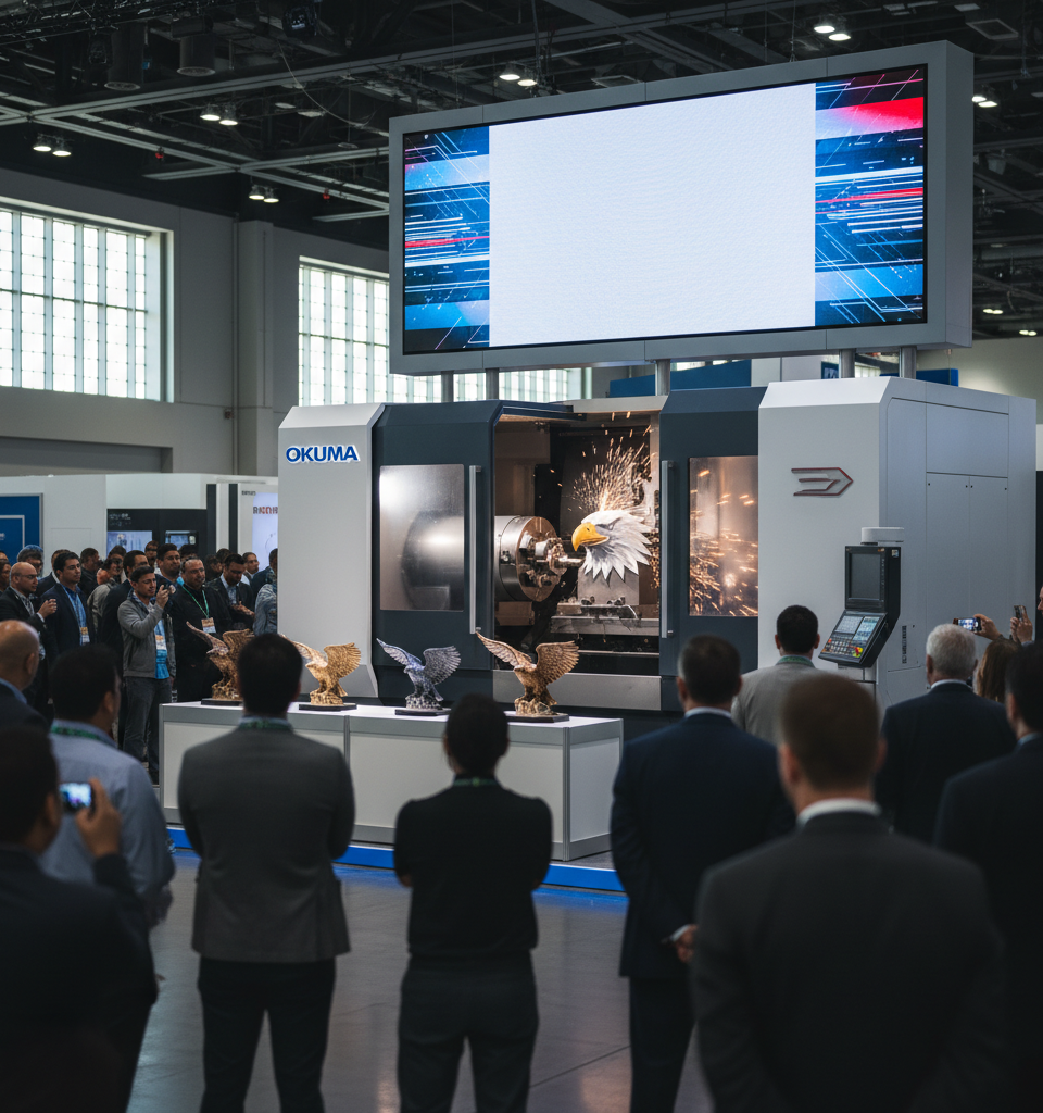 Okuma to Showcase Live American Eagle Metalcutting at IMTS 2026 — AI-generated illustration