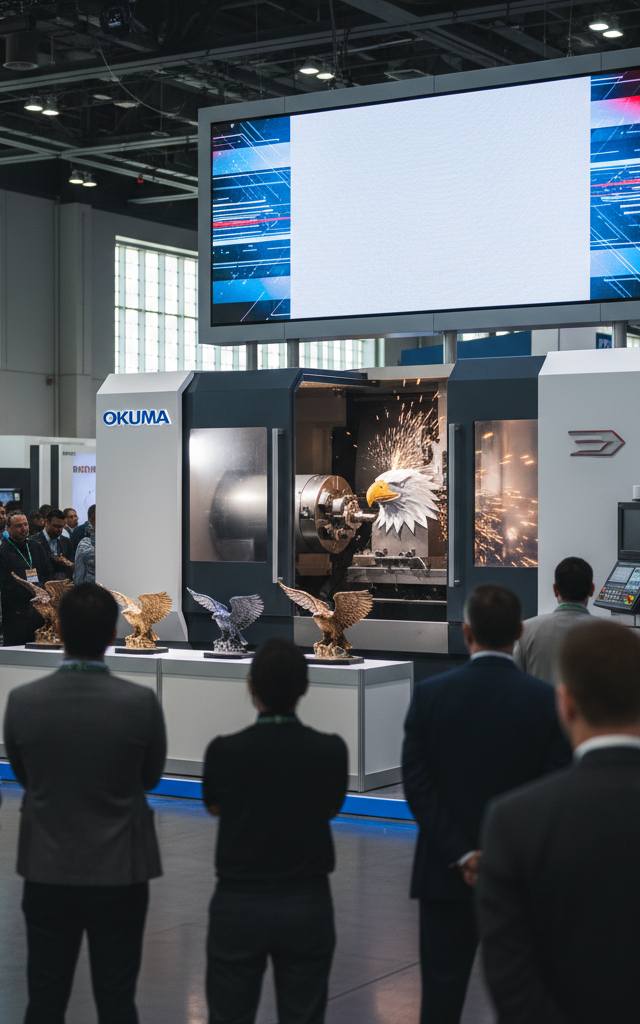 Okuma to Showcase Live American Eagle Metalcutting at IMTS 2026 — AI-generated illustration