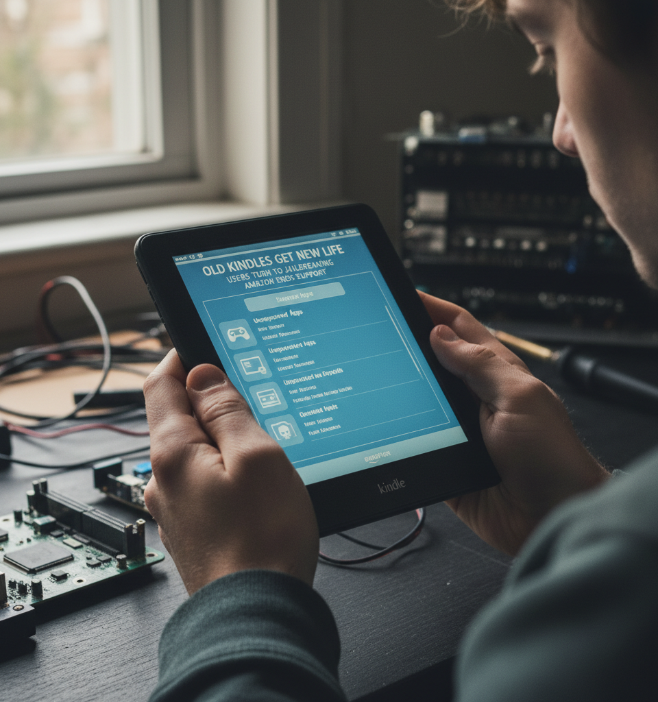 Old Kindles Get New Life: Users Turn to Jailbreaking as Amazon Ends Support — AI-generated illustration