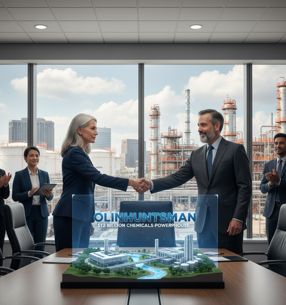Olin and Huntsman Set to Form $12 Billion Chemicals Powerhouse, OlinHuntsman — AI-generated illustration
