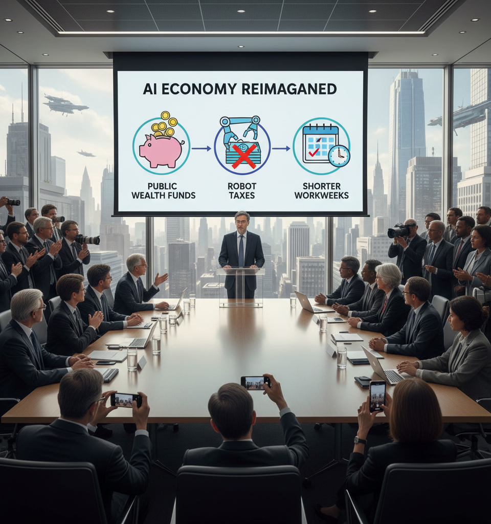 OpenAI Proposes Radical AI Economy: Public Wealth Funds, Robot Taxes, and Shorter Workweeks — AI-generated illustration