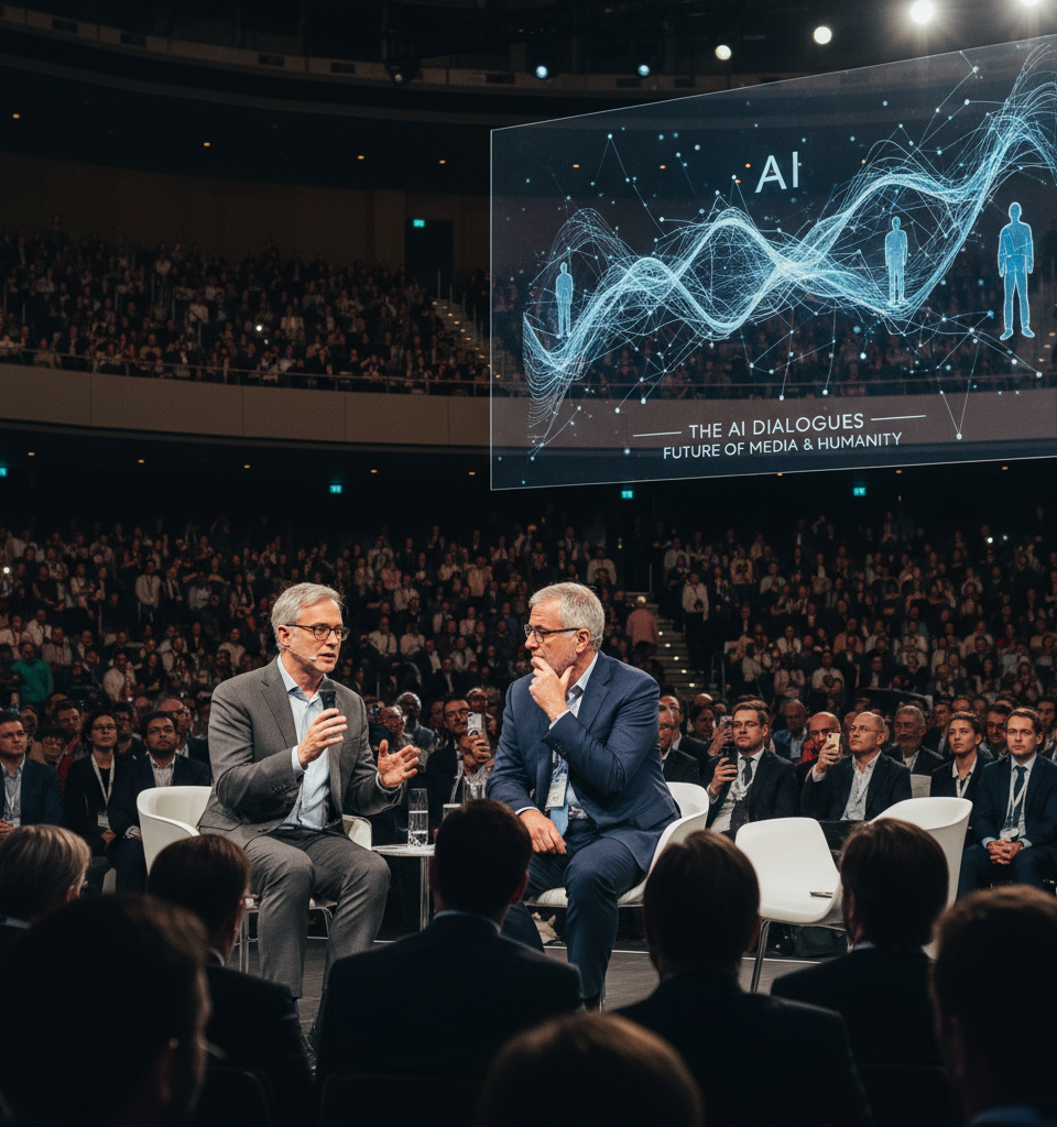 OpenAI's AI Talk Show Bet Signals New Media Frontier; James Murdoch Eyes Larger 'Humanity' Deals — AI-generated illustration