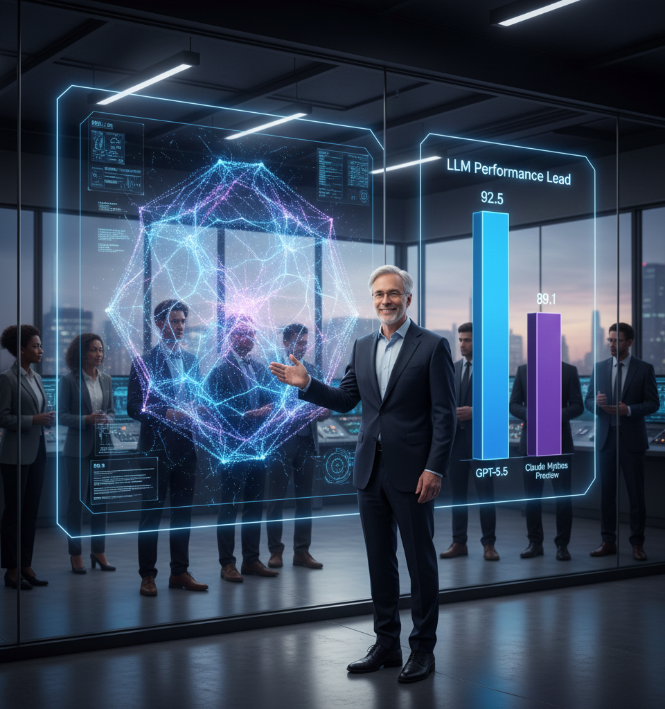 OpenAI's GPT-5.5 Reclaims LLM Performance Lead, Edges Out Anthropic's Claude Mythos Preview — AI-generated illustration