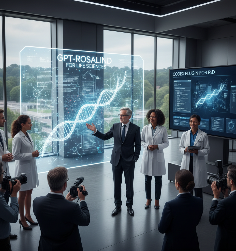 OpenAI Unveils GPT-Rosalind for Life Sciences, Codex Plugin Expands AI Horizons in R&D — AI-generated illustration