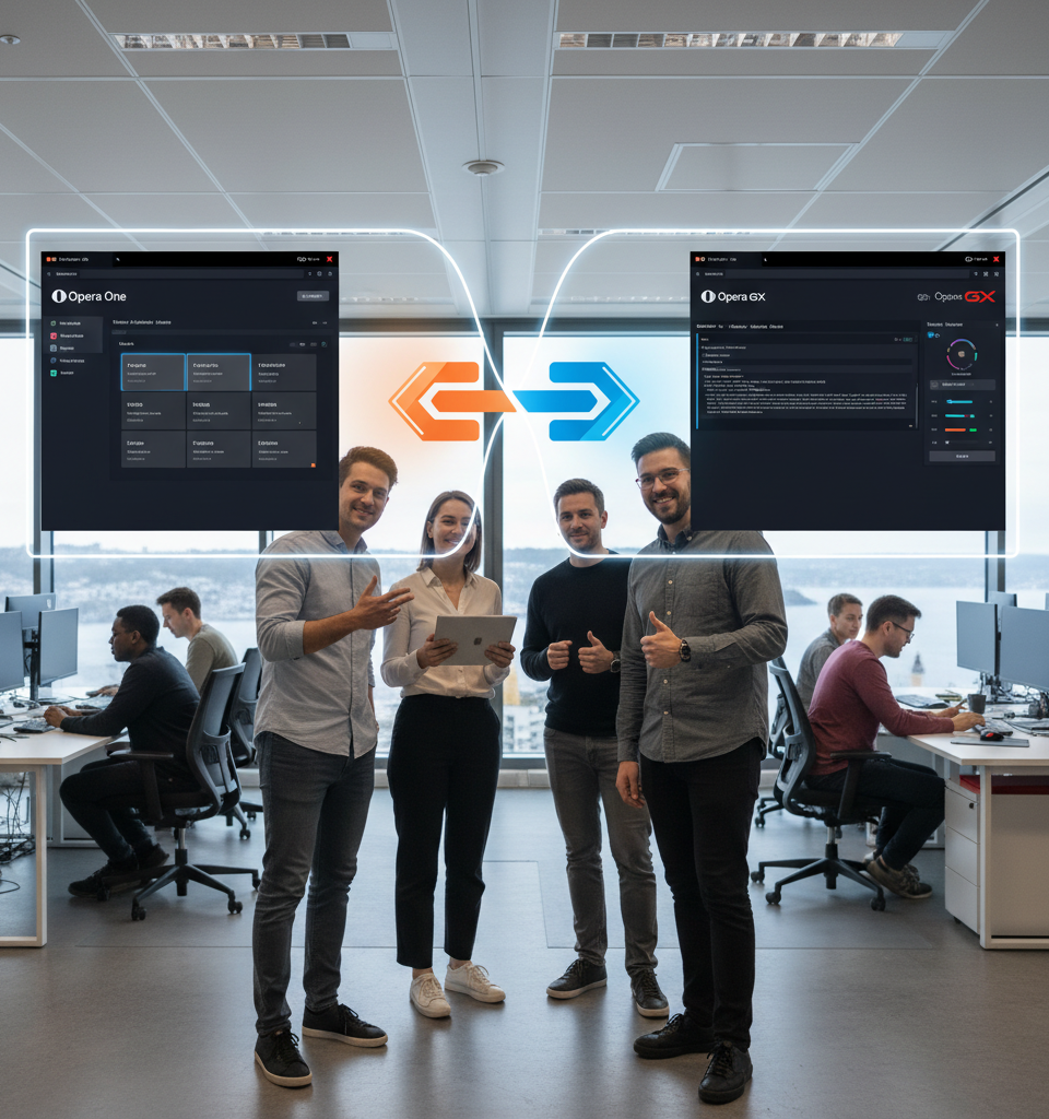 Opera extends the Browser Connector functionality to Opera One and Opera GX — AI-generated illustration