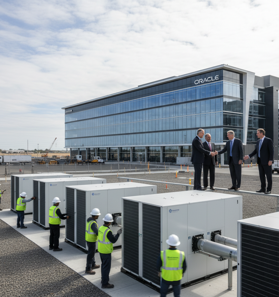 Oracle Surges on AI Data Center Expansion, Bloom Energy Powers Up 20% on Landmark Deal — AI-generated illustration