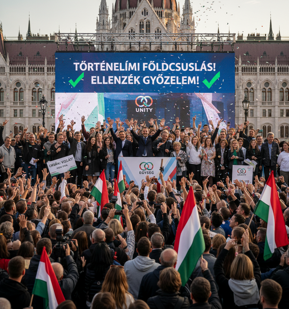 Orbán Coalition Stunned as Hungarian Opposition Secures Historic Election Landslide — AI-generated illustration