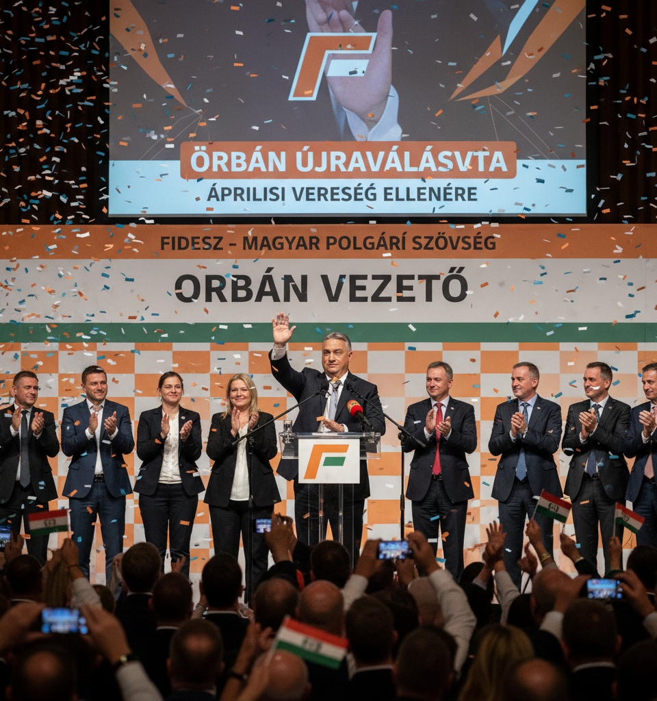 Orban Re-Elected Fidesz Leader Despite April Election Defeat — AI-generated illustration