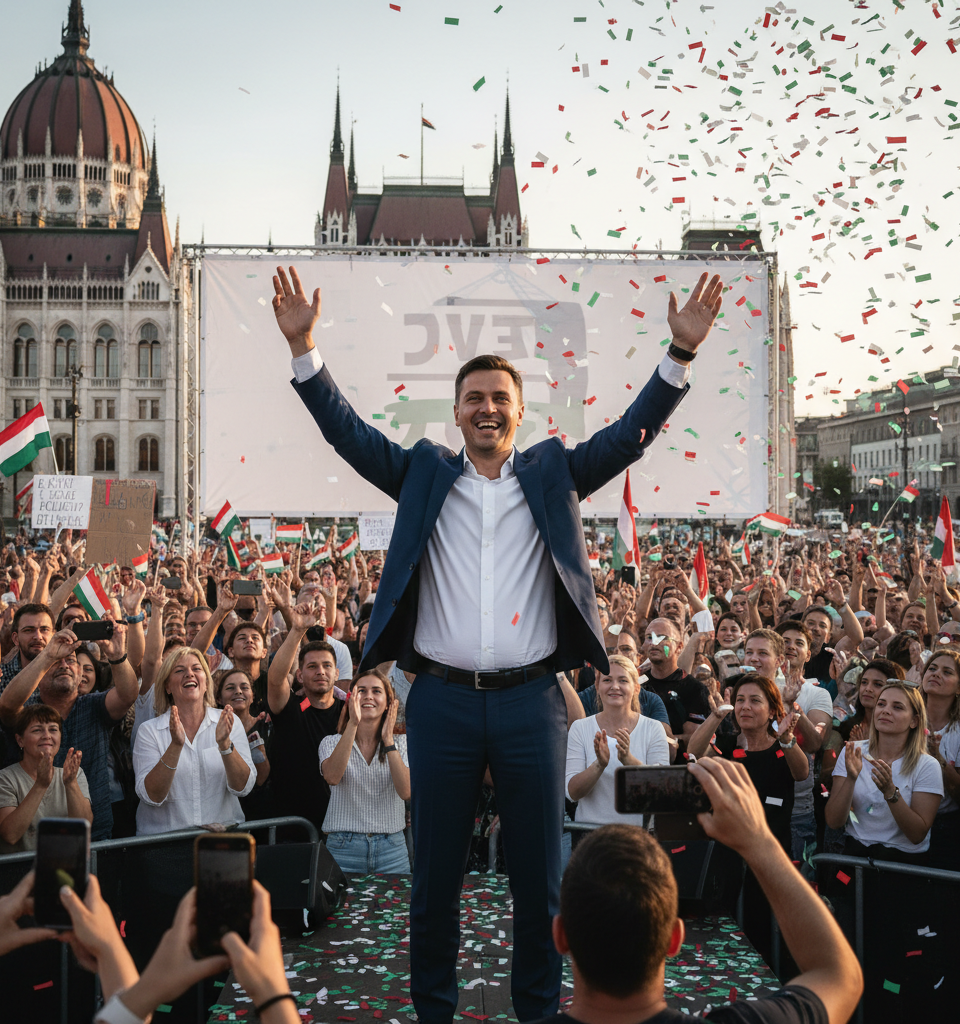 Orban's Era Ends: Péter Magyar Lands Stunning Victory in Hungarian Election — AI-generated illustration