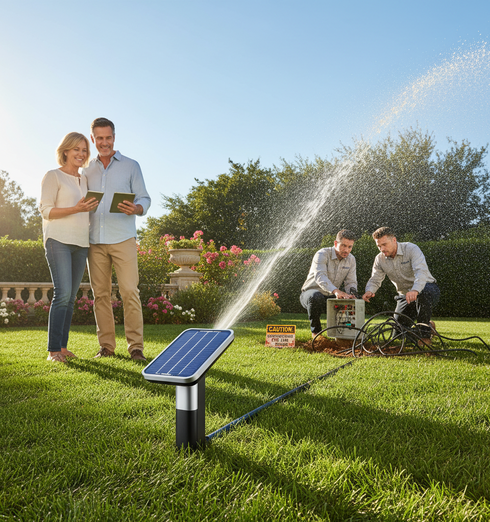 Oto Smart Sprinkler: Solar Innovation Promises Effortless Lawn Care, With a Catch — AI-generated illustration