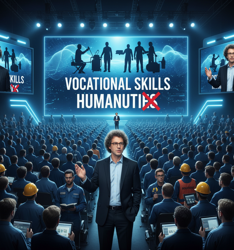 Palantir CEO Alex Karp Predicts AI Will Reshape Workforce, Prioritizing Vocational Skills Over Humanities — AI-generated illustration