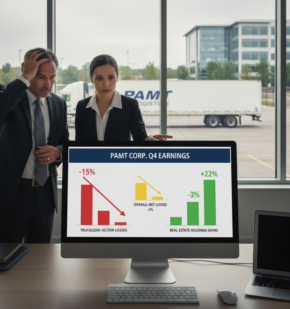 Pamt Corp. Battles Ongoing Losses as Real Estate Gains Cushion Truckload Woes — AI-generated illustration