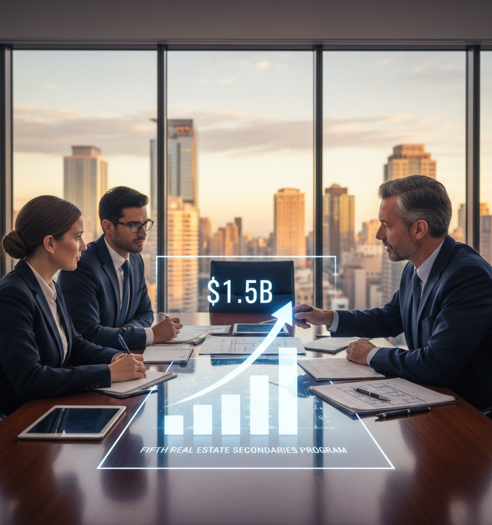 Partners Group Aims for $1.5B with Fifth Real Estate Secondaries Program — AI-generated illustration