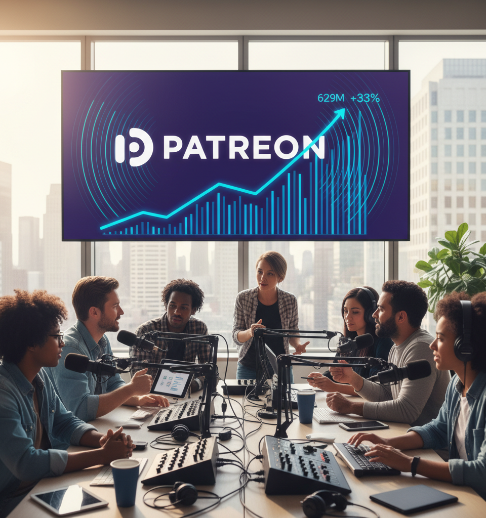 Patreon's Podcast Dominance Grows: Revenue Soars 33% to $629 Million — AI-generated illustration