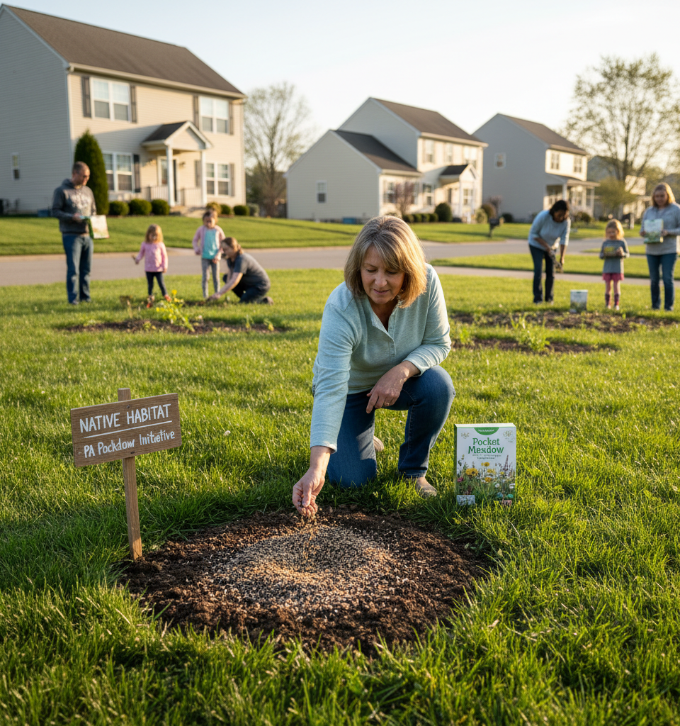 Pennsylvania's 'Pocket Meadow' Initiative Reshapes Suburban Landscapes, Fostering Biodiversity — AI-generated illustration