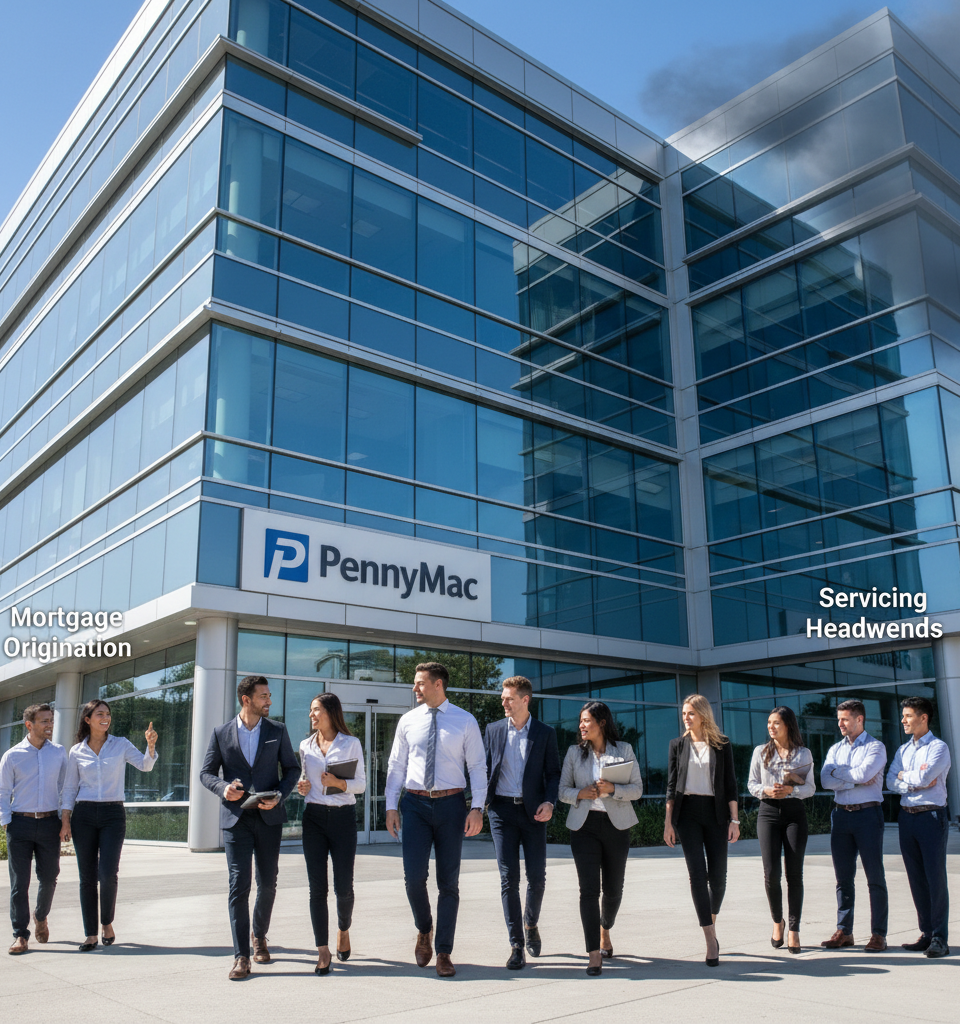 PennyMac Navigates Q1: Strong Mortgage Origination Counters Servicing Headwinds — AI-generated illustration