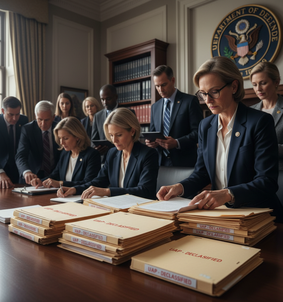 Pentagon Declassifies New UFO Files, Fueling Public & Congressional Scrutiny — AI-generated illustration