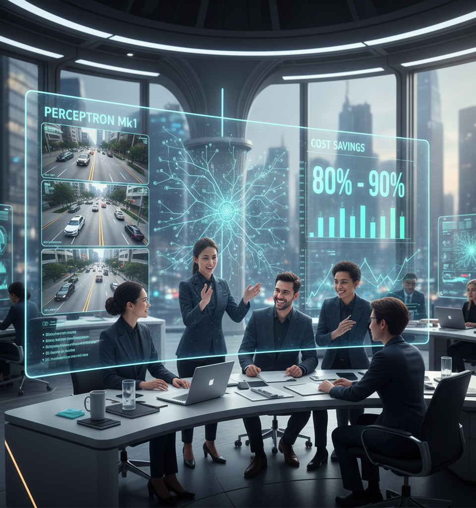 Perceptron Mk1 Disrupts AI Video Analysis Market with 80-90% Cost Savings — AI-generated illustration