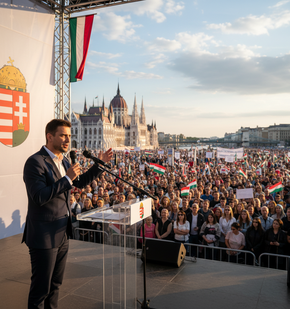 Peter Magyar's Meteoric Rise: The New Challenger Shaking Orbán's Hungarian Hegemony — AI-generated illustration