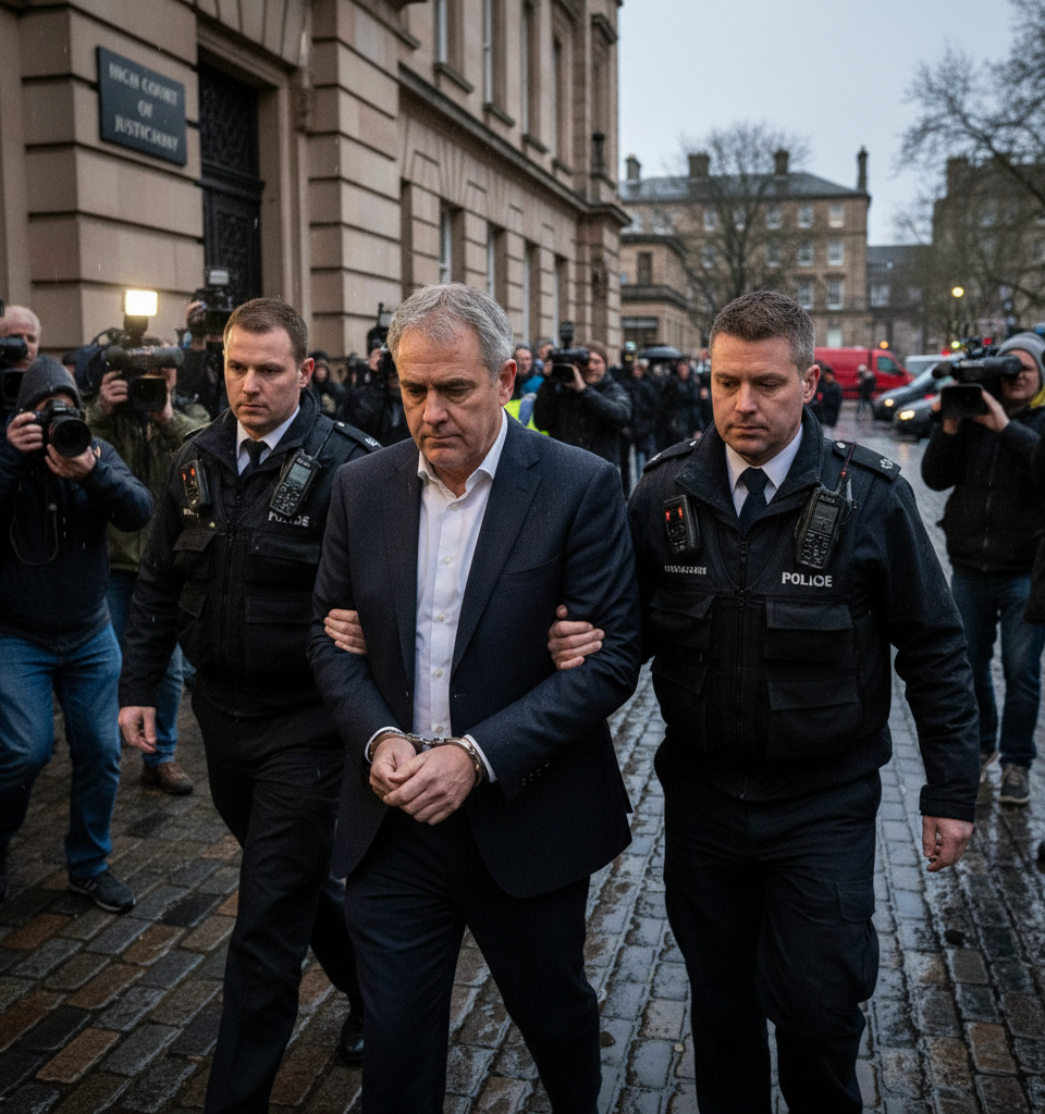 Peter Murrell Sentenced to Over Five Years for SNP Fund Embezzlement — AI-generated illustration
