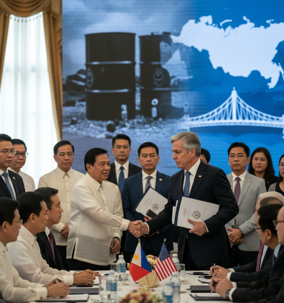 Philippines Seeks US Waiver Extension Amidst Russian Oil Sanctions — AI-generated illustration