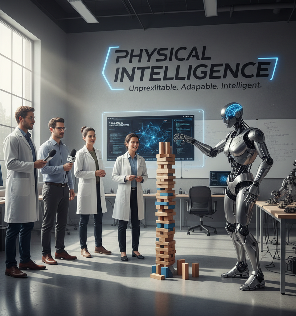 Physical Intelligence, a hot robotics startup, says its new robot brain can figure out tasks it was never taught — AI-generated illustration