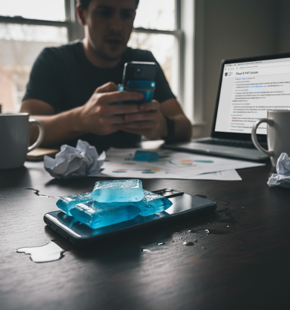 Pixel 8 Pro Owners Resort to Icing Phones Amid Widespread Wi-Fi Failures Post-Update — AI-generated illustration