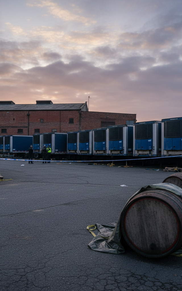 Police Recover Trailers in $155K Guinness Heist, 880 Barrels Remain Missing — AI-generated illustration