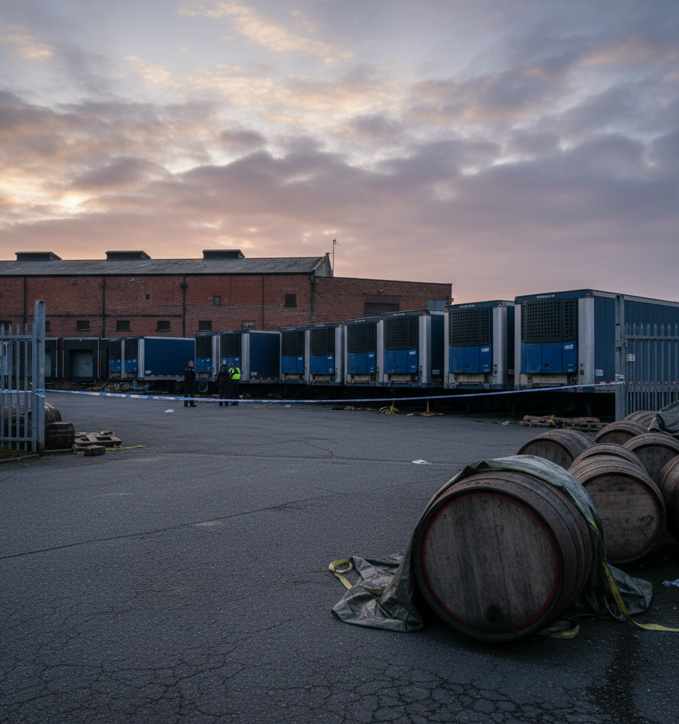 Police Recover Trailers in $155K Guinness Heist, 880 Barrels Remain Missing — AI-generated illustration