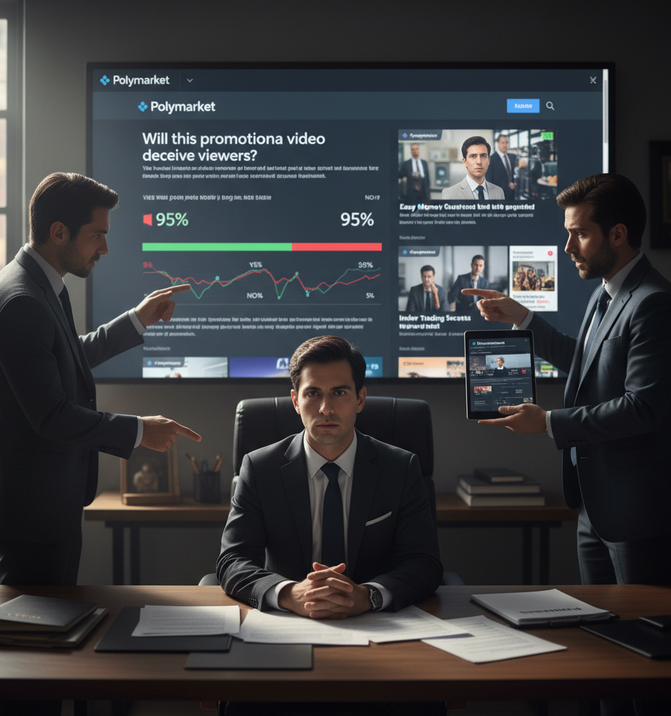 Polymarket Embroiled in Controversy Over Alleged Deceptive Promotional Videos — AI-generated illustration