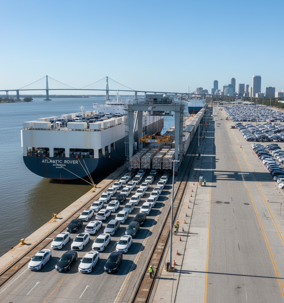 Port of Charleston to dramatically Expand Automotive Cargo Capacity — AI-generated illustration