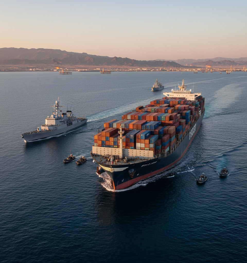 Post-Conflict Strait of Hormuz: Insurers Warn of Six-Month Delay for Normal Shipping — AI-generated illustration